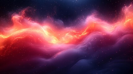 Dreamy Swirling Neon Mist in a Cosmic Holographic Landscape. Generative AI