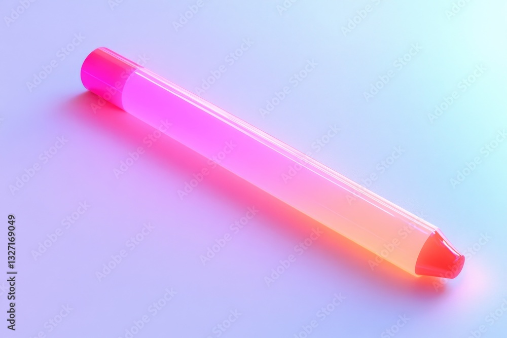 Poster a close-up shot of a pencil with a pink tip sitting on a blue background