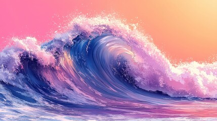 Vibrant Ocean Wave at Sunrise, Artistic Impression
