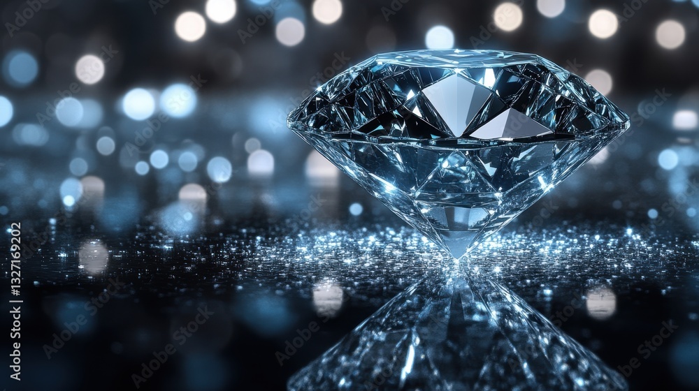 Poster a digital display showing the exact cutting angles of a diamond for optimal sparkle