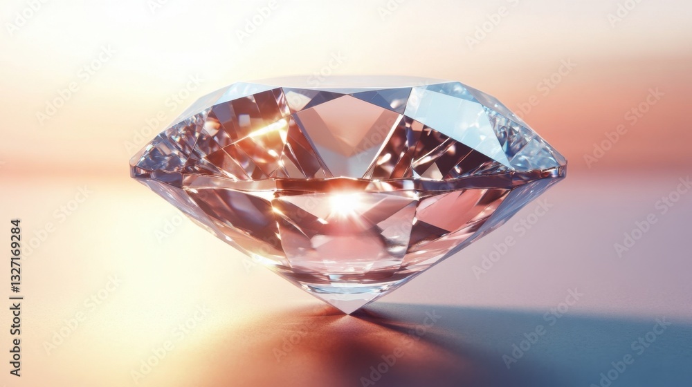 Poster a digital display showing the exact cutting angles of a diamond for optimal sparkle