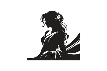 beautiful animated girl with black saree