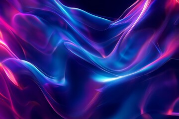Obraz premium Futuristic 3D Holographic Waves – Iridescent Fluid Motion on Dark Background