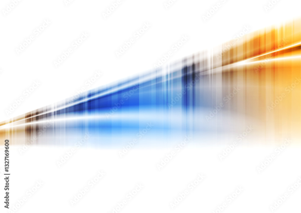 Poster bright blue orange smooth blurred abstract background with striped glitch effect. vector design