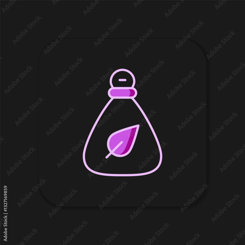 Poster filled outline garbage bag icon isolated on black background. flat filled outline style with shadow.