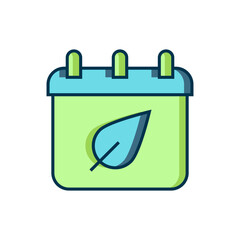 Filled outline Calendar with autumn leaves icon isolated on white background. Flat filled outline style with shadow. Vector