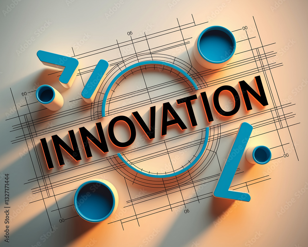 Poster 3d rendering of 