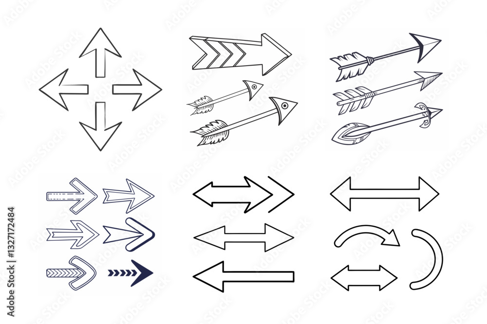 Poster sketch arrow set vector for your business, set of arrows, set of arrow icons, vector set of arrows