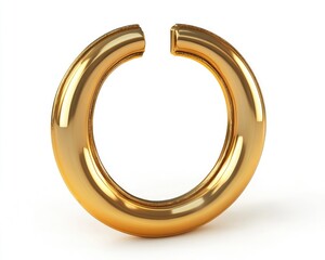 Lucky Grooved Gold Horseshoe. Isolated Steel Symbol on White Background