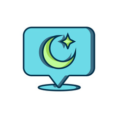 Filled outline Moon and stars icon isolated on white background. Cloudy night sign. Sleep dreams symbol. Full moon. Night or bed time sign. Flat filled outline style with shadow. Vector