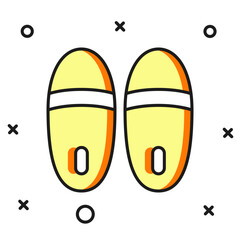 Filled outline Slippers icon isolated on white background. Flip flops sign. Flat filled outline style with shadow. Vector