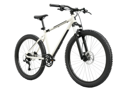 Isolated White and Black Mountain Bike