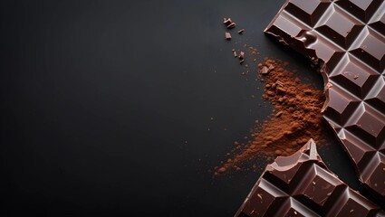dark chocolate bar with black background