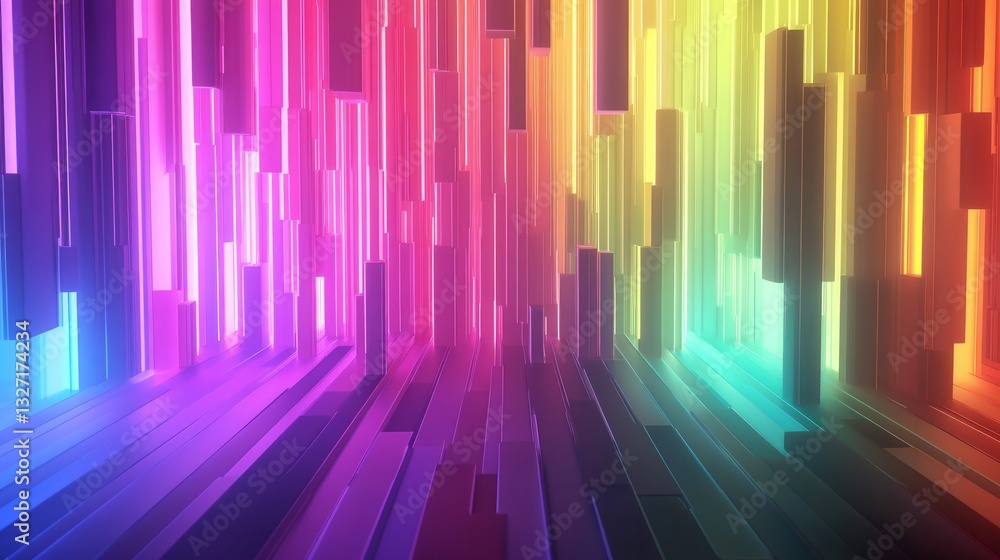 Poster eyecatching 3d render of a multicolor spectrum featuring a mesmerizing blend of vibrant hues