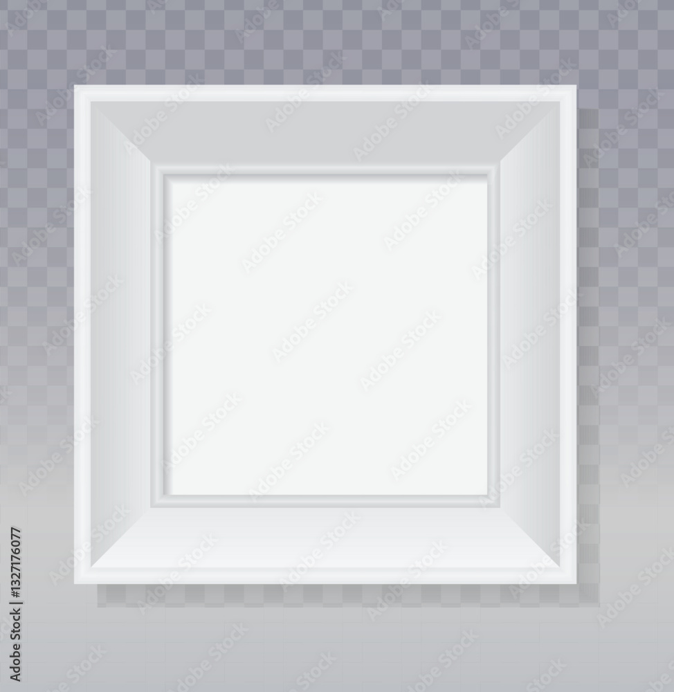 Poster white square frame vector, 3d perspective. empty border, clean design. transparent background with s
