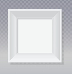 White square frame vector, 3D perspective.  Empty border, clean design.  Transparent background with subtle shadow.  Modern, minimalist graphic.  Perfect for mockups, photo frames, and displaying 