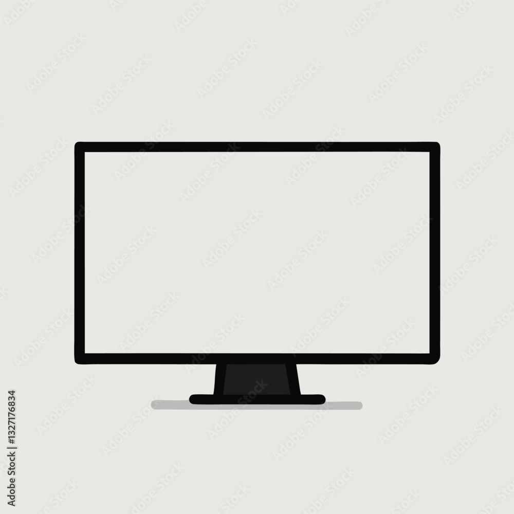 Wall mural computer monitor vector mock up with blank white display on white background