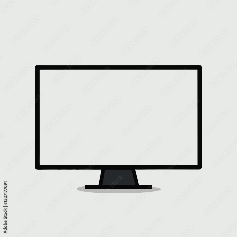 Wall mural computer monitor vector mock up with blank white display on white background
