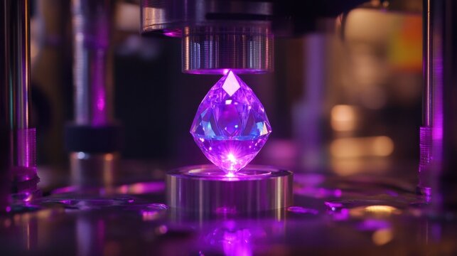 A high-tech diamond authentication device scanning a gemstone for certification