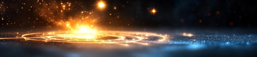 Cosmic energy swirling around glowing like stardust in the universe. Generative AI