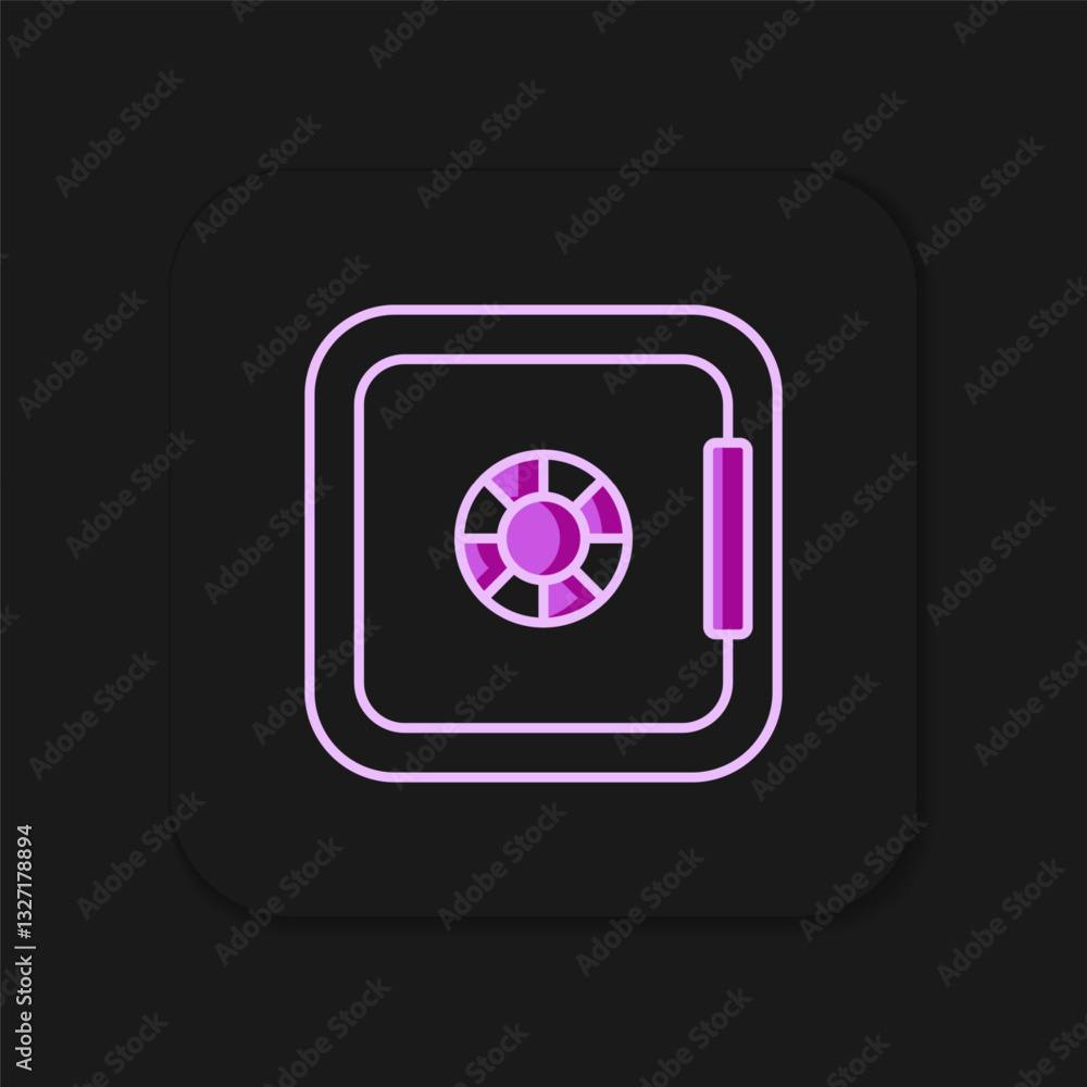 Poster filled outline safe icon isolated on black background. the door safe a bank vault with a combination