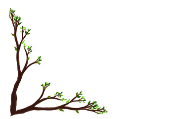 illustration of tree with green leaves framing without background