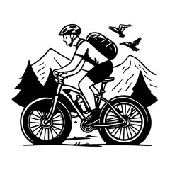 Naklejka premium man riding a bike