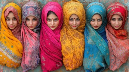 Vibrant Portraits of Women in Colorful Shawls