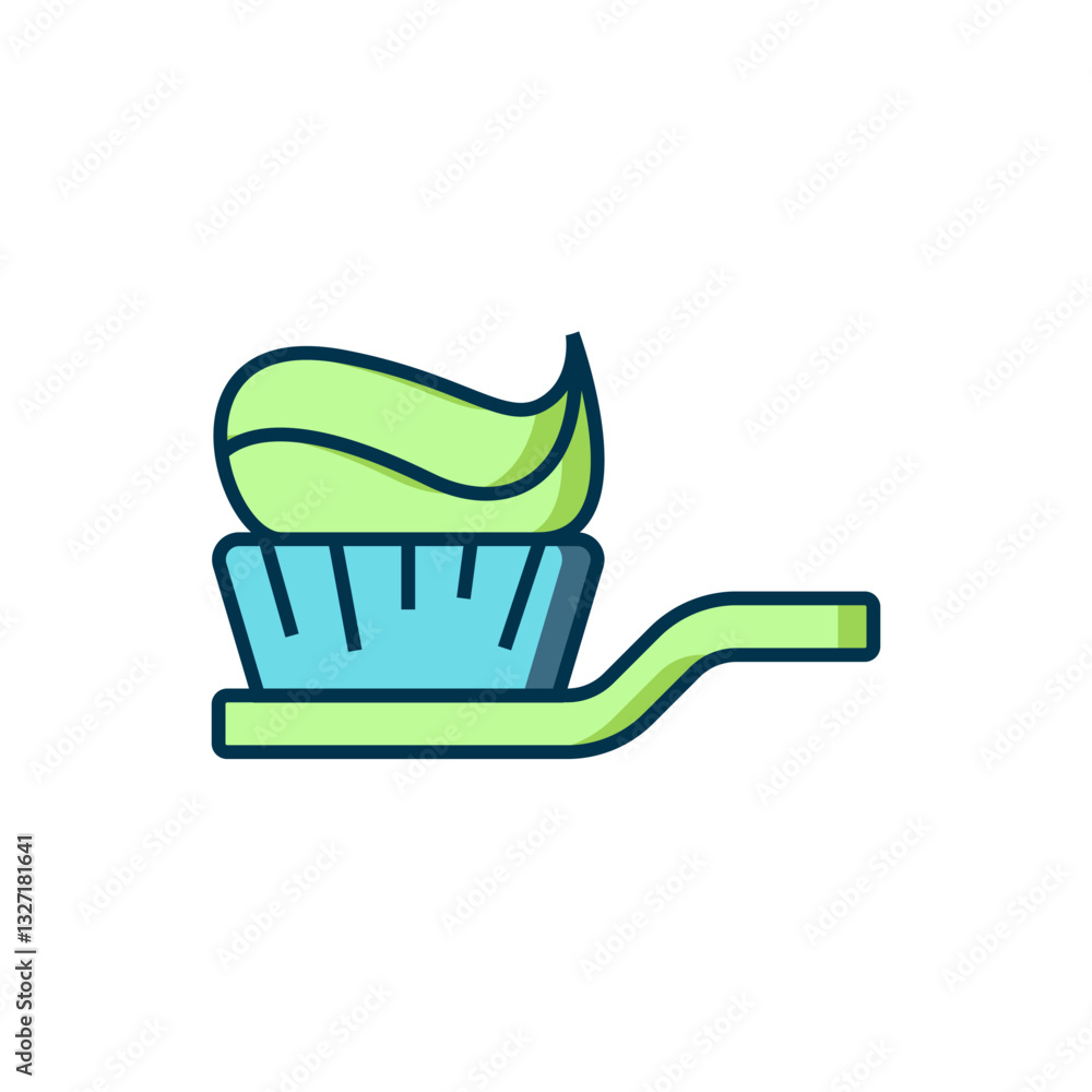 Poster filled outline toothbrush with toothpaste icon isolated on white background. flat filled outline sty