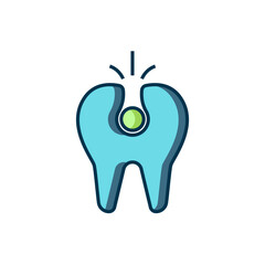Filled outline Broken tooth icon isolated on white background. Dental problem icon. Dental care symbol. Flat filled outline style with shadow. Vector