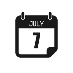 Vector icon page day calendar - 7 July month