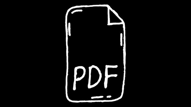 White wiggly hand drawn digital PDF file format icon on alpha