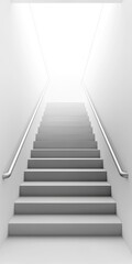 Fototapeta premium Sleek Indoor Staircase Design: Modern Metal Railings in a Bright High-Ceiling Corridor