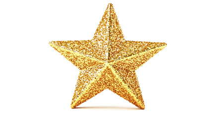 Obraz premium Sparkling Gold Star Ornament Isolated on White Background