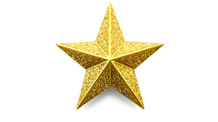 Obraz premium Sparkling Gold Star Ornament Isolated on White Background