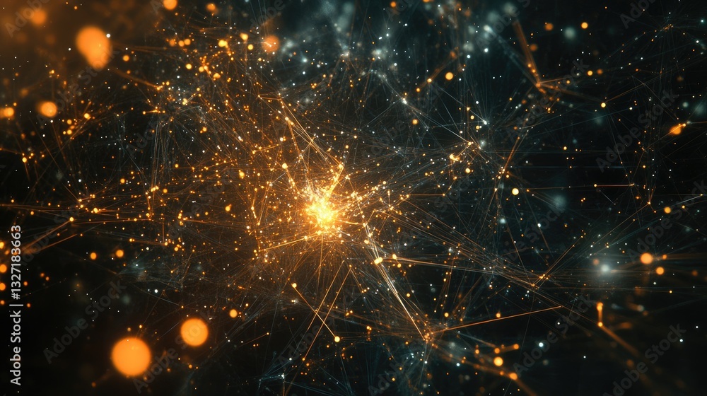 Poster a digital concept of a cloud system with interconnected nodes, showcasing modern data management and