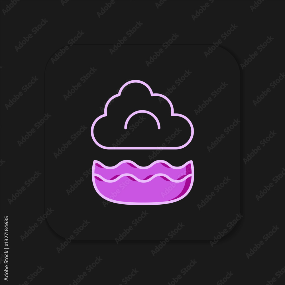 Poster filled outline fog and cloud icon isolated on black background. flat filled outline style with shado
