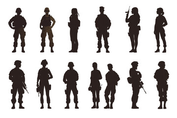 A collection of human silhouettes representing different occupations, ages, and genders