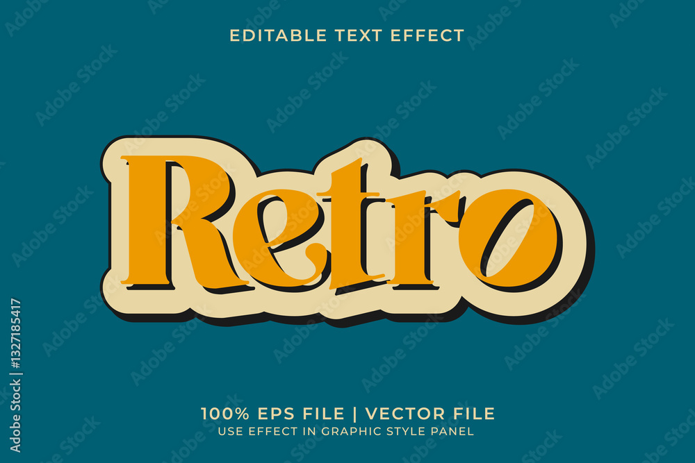 Poster 3d retro editable text effect. editable retro font template