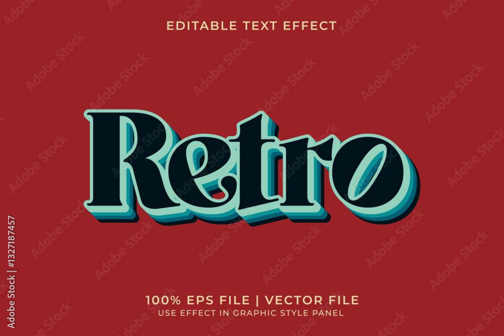 Poster 3d retro editable text effect. editable retro font template