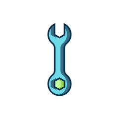 Filled outline Wrench spanner icon isolated on white background. Spanner repair tool. Service tool symbol. Flat filled outline style with shadow. Vector