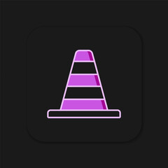 Filled outline Traffic cone icon isolated on black background. Flat filled outline style with shadow. Vector