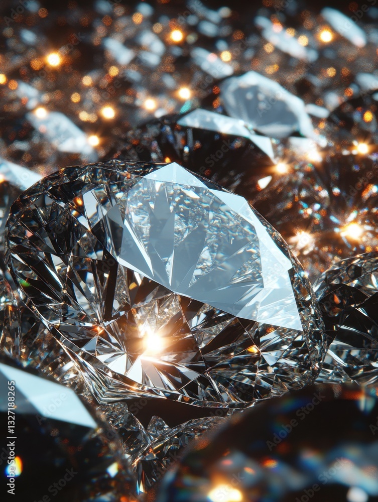 Poster dazzling diamonds close up view sparkling with light and reflections showcasing luxury and precious 