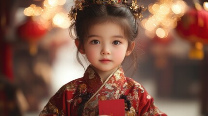 Adorable Girl in Traditional Chinese Attire