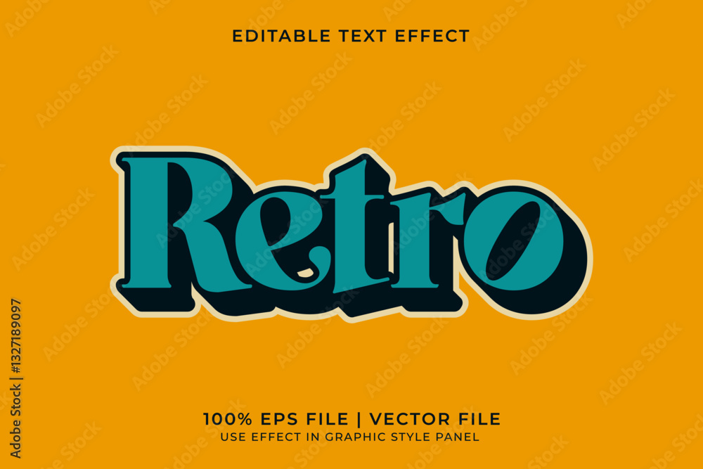 Poster 3d retro editable text effect. editable retro font template
