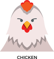 Rooster head flat colour