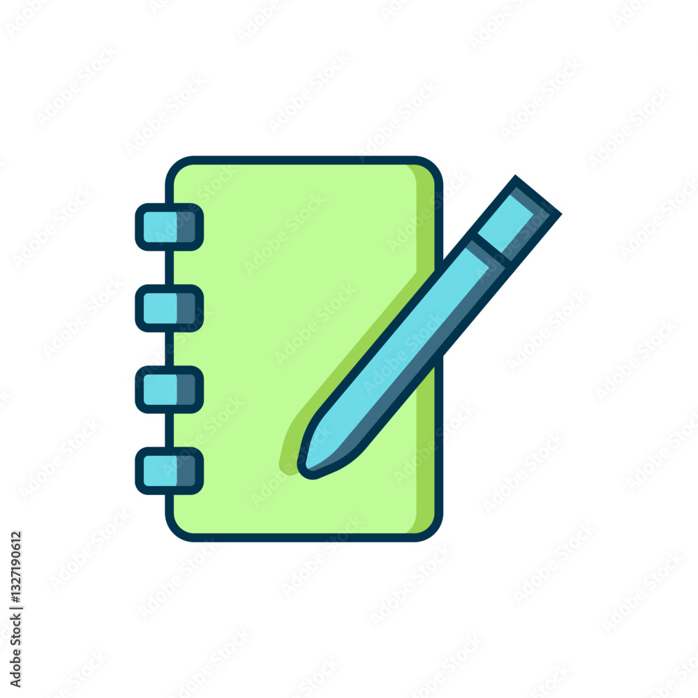 Aufkleber filled outline notebook icon isolated on white background. spiral notepad icon. school notebook. wri