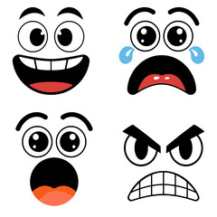 Face emotion icon of emoticon, smiley and emoji