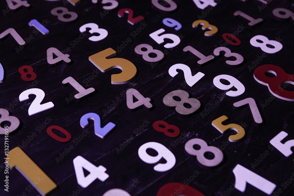 Poster background of numbers. from zero to nine. numbers texture. finance data concept. mathematic. seamles