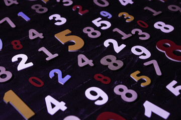 Background of numbers. from zero to nine. Numbers texture. Finance data concept. Mathematic....